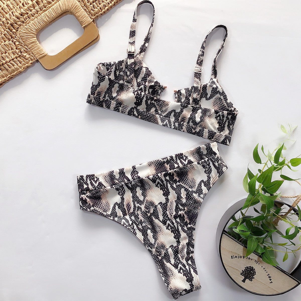 Yellow Leopard Ribbed Bikini Bottom