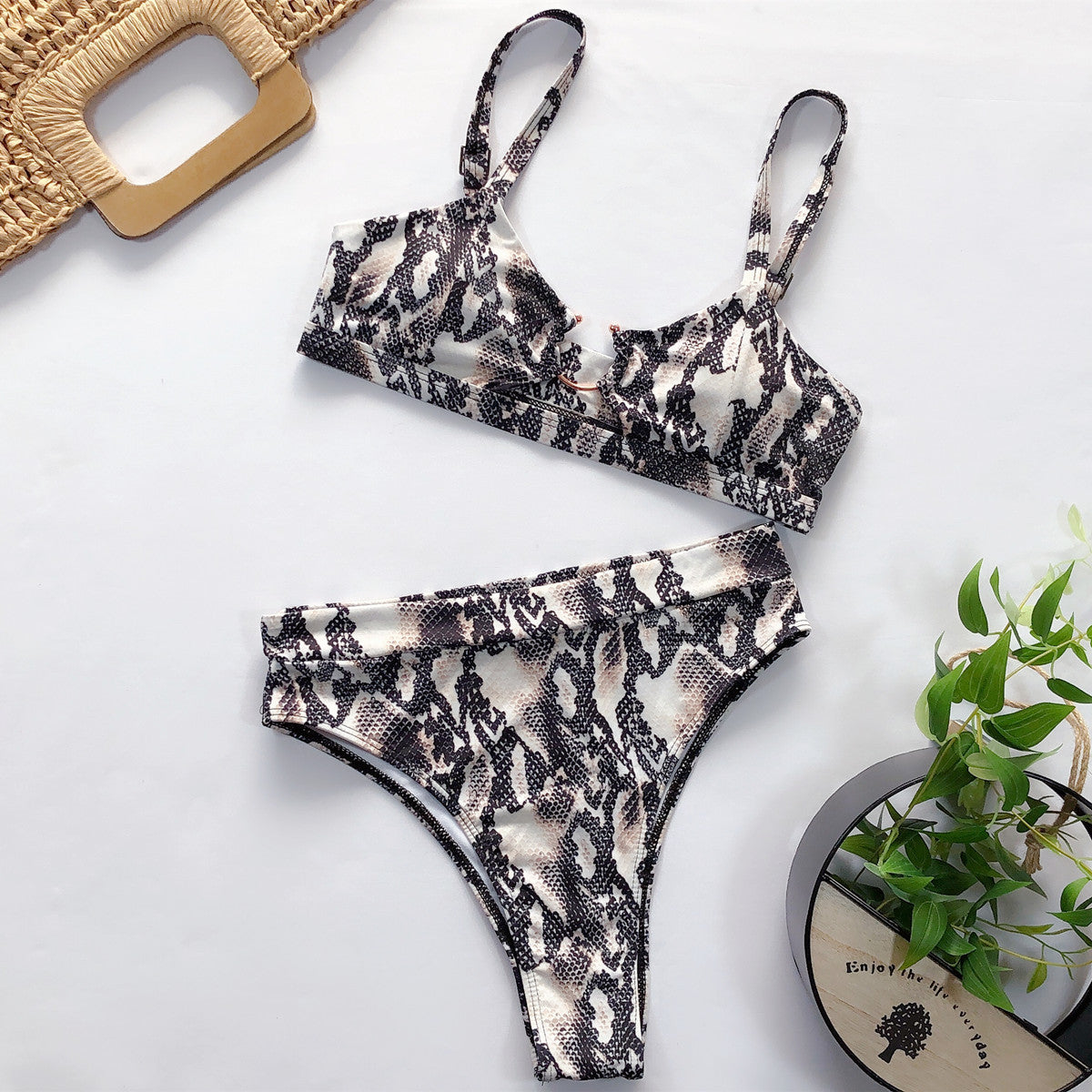 Yellow Leopard Ribbed Bikini Bottom
