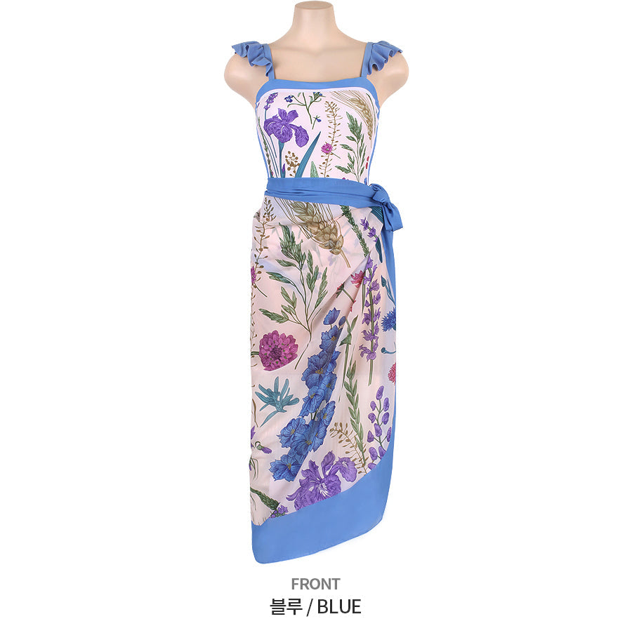 FLORAL PRINT ONE-PIECE SWIMSUIT - Blue