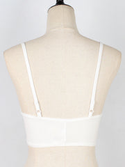 Sexy Solid Color Seamless Lace Bra White