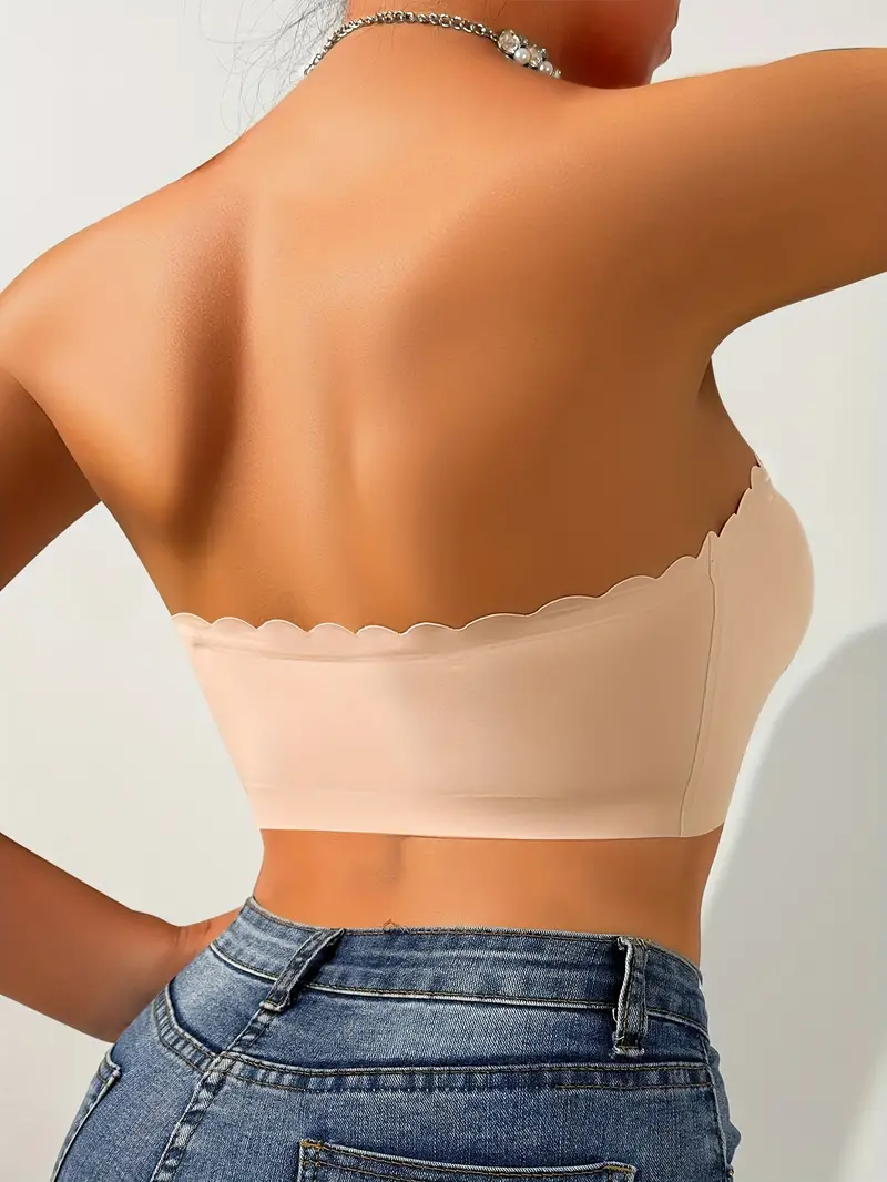 Front Closure Wireless Strapless Bra Beige