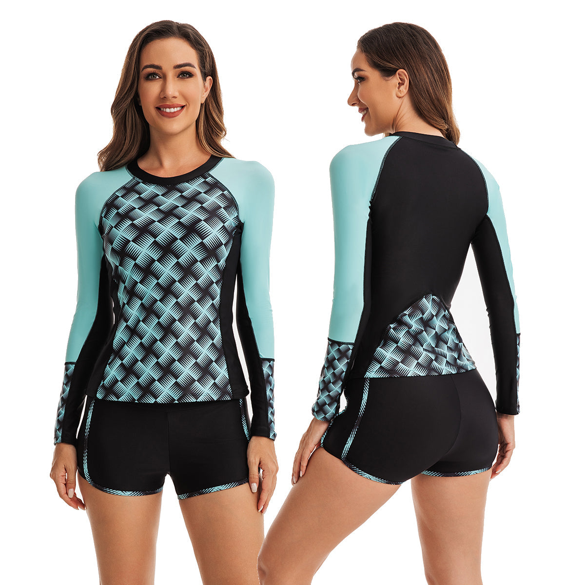 Long Sleeve 2 Piece Bathing Suit for Women