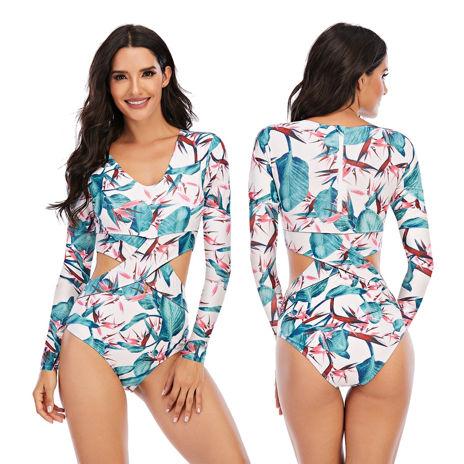 One Piece Long Sleeve Rash Guard Swimsuits