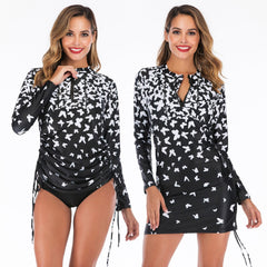Rash Guard Shirt Bikini Bottom Swimsuit Side Adjustable