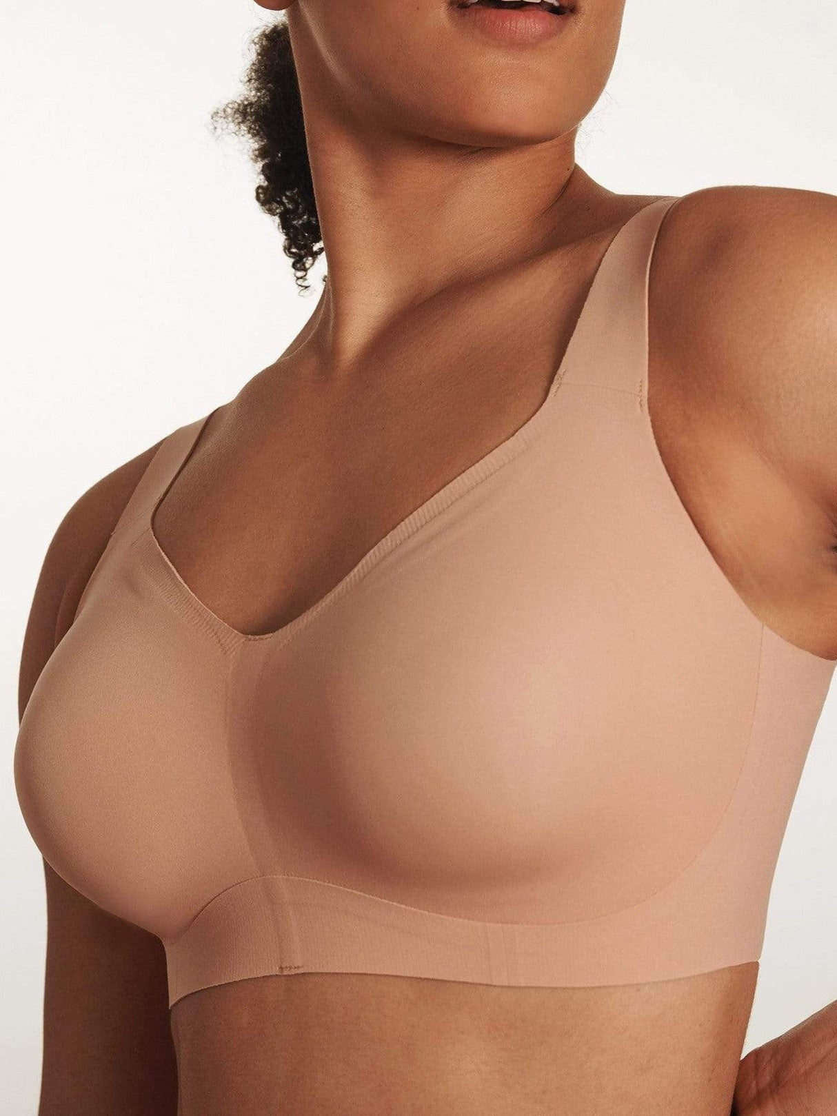 Mid-Rise Neckline Wireless Bra RosyBrown