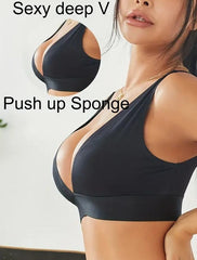 Seamless Push Up Wireless Sports Bralette Bras Black