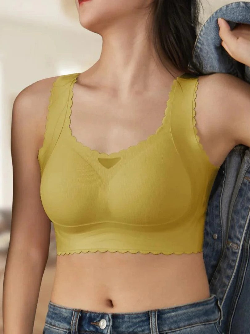 Fan-Shaped Design Natural Lifting Adjustment Plus Size Bra Green