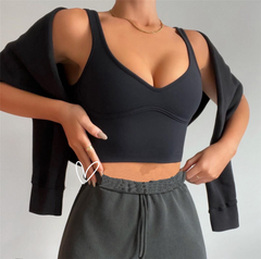 Nylon Padded Women's Push Up Yoga & Sports Top