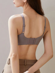 Push Up Seamless Bra For Small Breasts Women Padded 4cm Thick Cup Wire Free Chest Gathered Bra Tops Gray