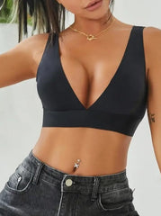 Seamless Push Up Wireless Sports Bralette Bras Black