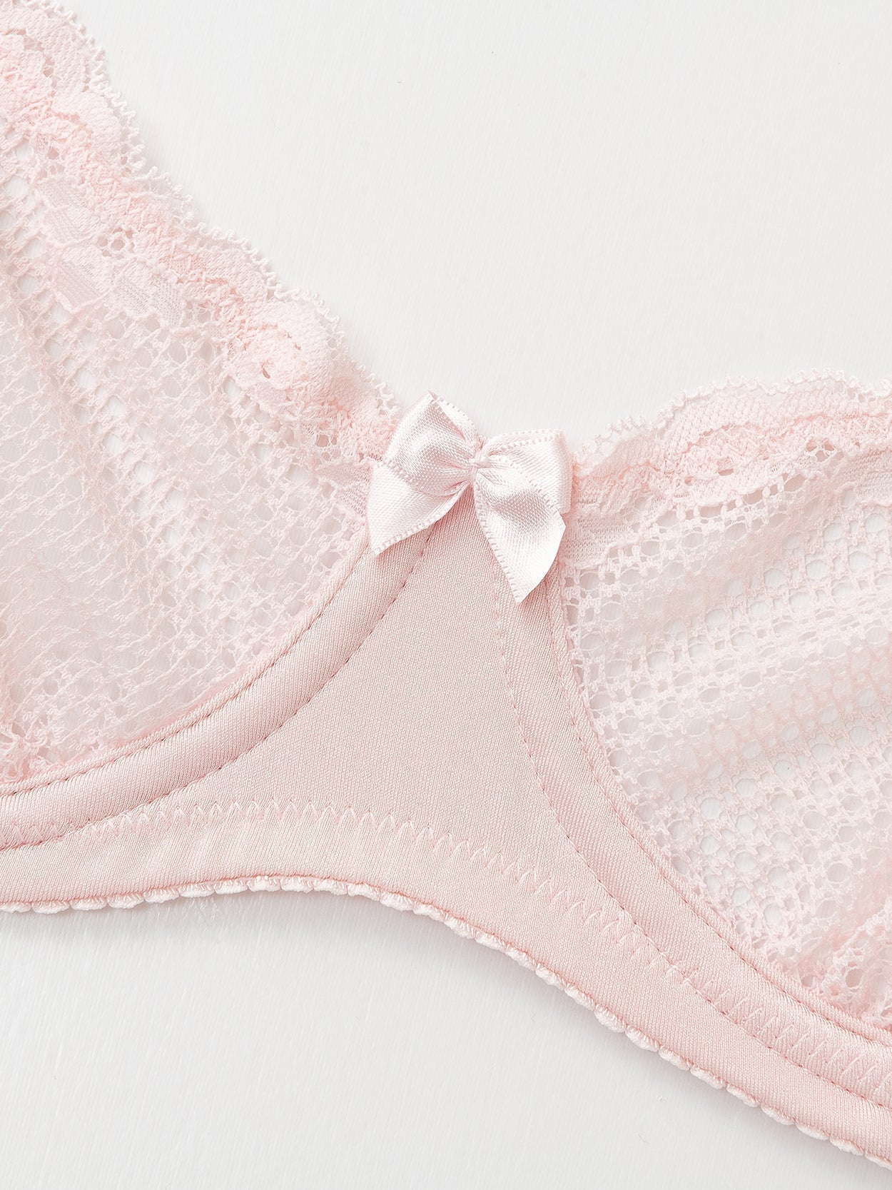 Unlined See Through 1/2 Cup Mesh Demi Shelf Underwired Bra