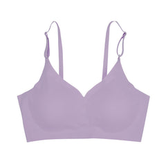 Low Back Seamless Push-up Wireless Bra Purple