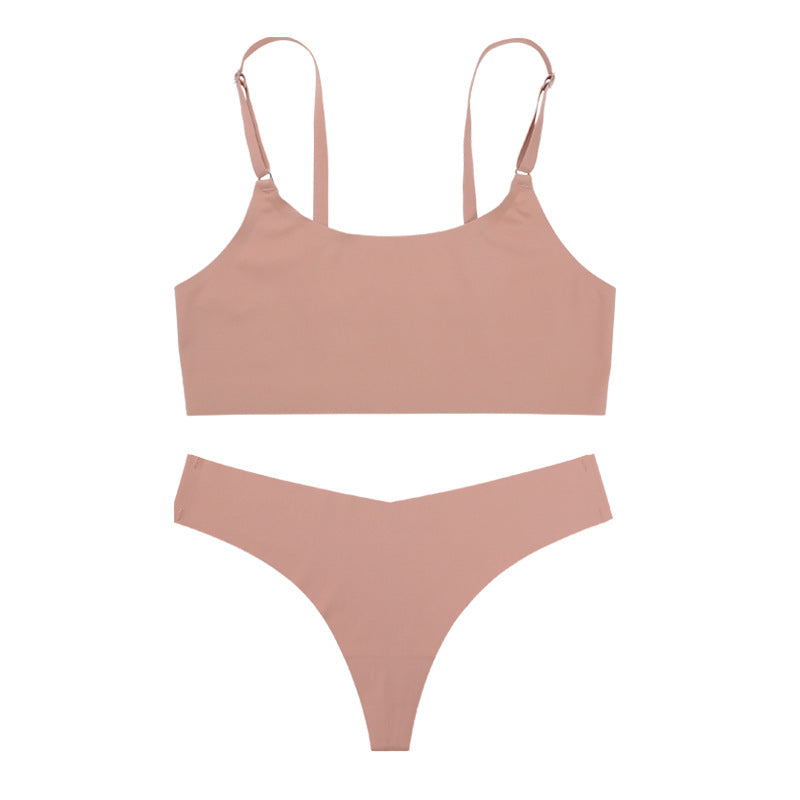 No Show Seamless Solid Bra & Panty Set