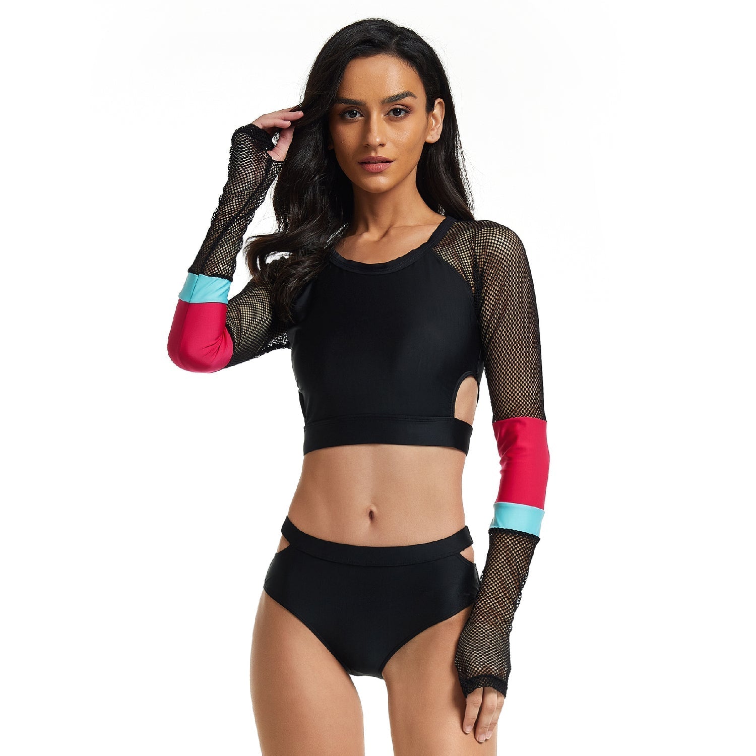 Long Sleeve Swimsuits Cropped Rash Guard