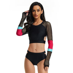 Long Sleeve Swimsuits Cropped Rash Guard