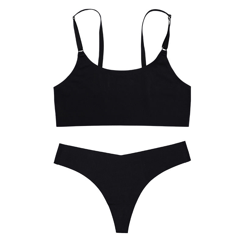 No Show Seamless Solid Bra & Panty Set