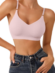 Low Back Seamless Push-up Wireless Bra Pink