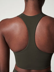Longline Medium Impact Sports Wireless Bra Olive