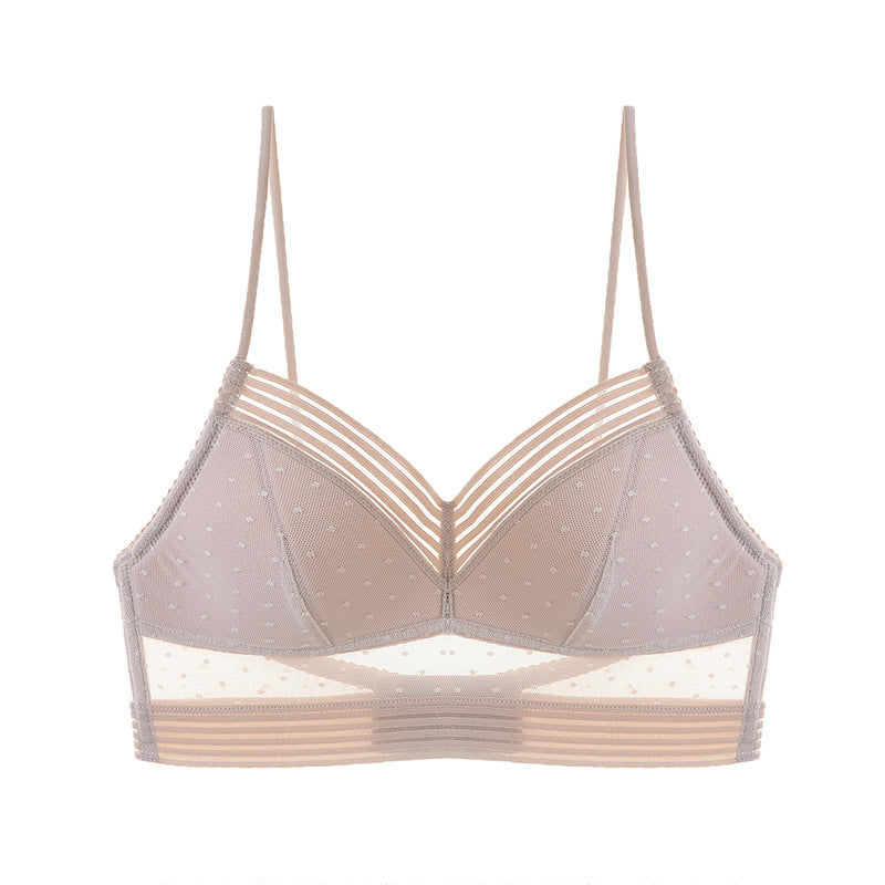Backless Strapless Bra Push Up Plus Size Women Bralette Wireless Lace Thin Dots