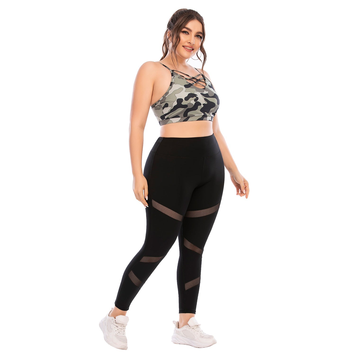 Plus Size Two Piece Printing Yoga Set