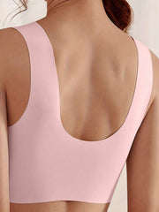Women's Mesh Seamless Smooth Comfort Wire Free Bra  Pink