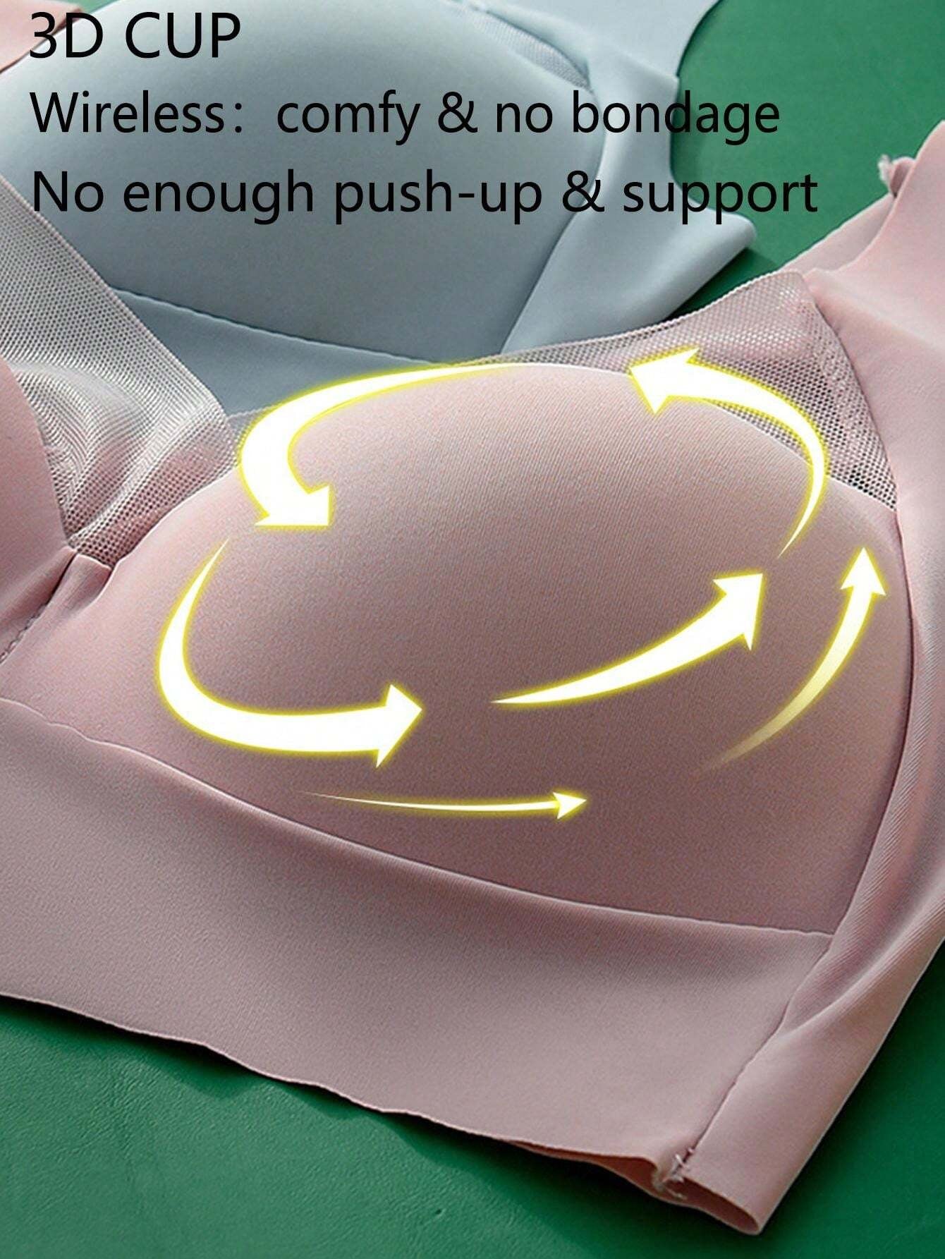 Women's Mesh Seamless Smooth Comfort Wire Free Bra  Pink