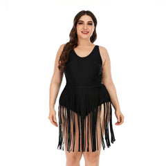 Plus Size Fringe Hem Beach Swimsuit Bikini Swimsuit