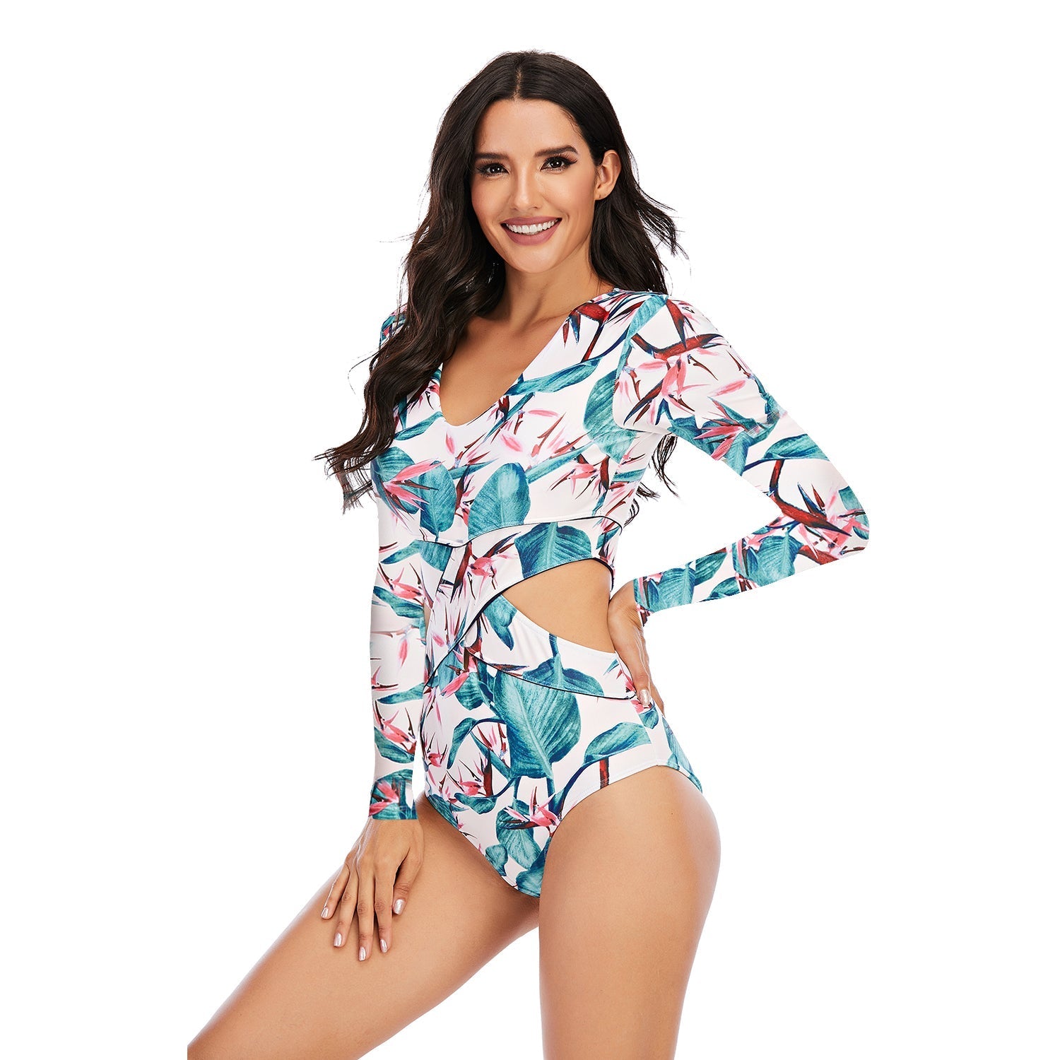 One Piece Long Sleeve Rash Guard Swimsuits