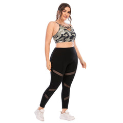Plus Size Two Piece Printing Yoga Set