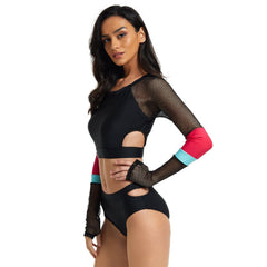 Long Sleeve Swimsuits Cropped Rash Guard