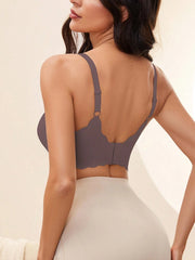 Solid Seamless Scallop Trim Bralette RosyBrown