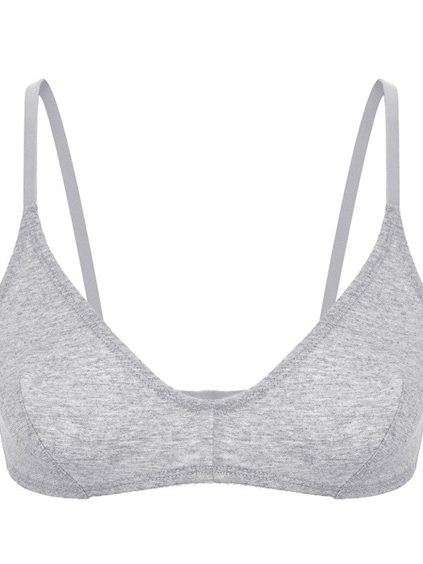 Thin Solid Color Daily Comfortable Seamless Bra Grey