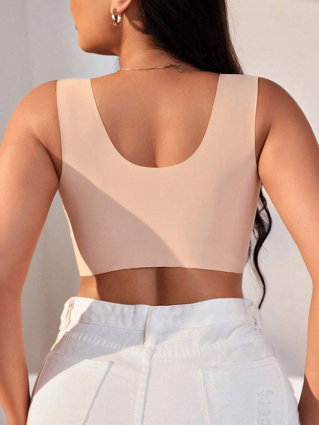 Lace Seamless Wirefree Push-up Pus size Full Coverage Bra Nude