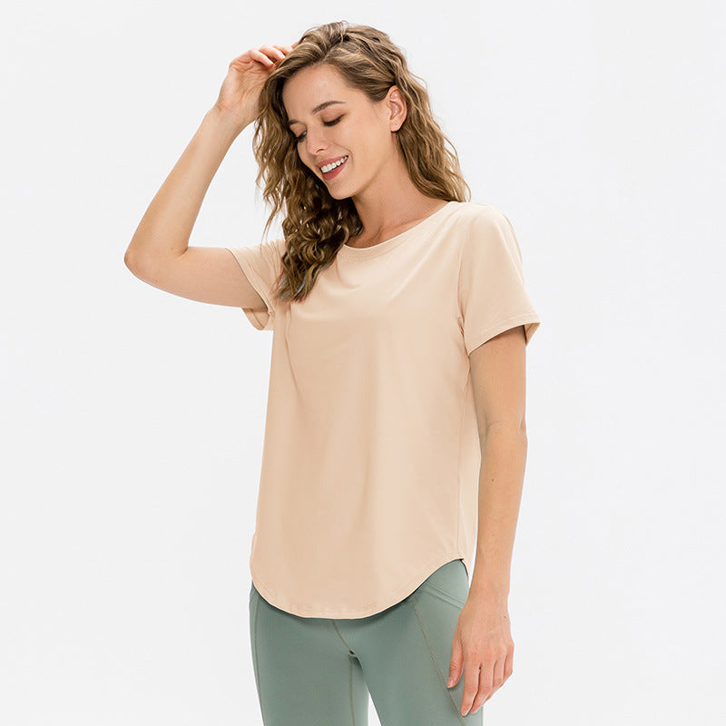 Short Sleeve Curved Hem Sports Top