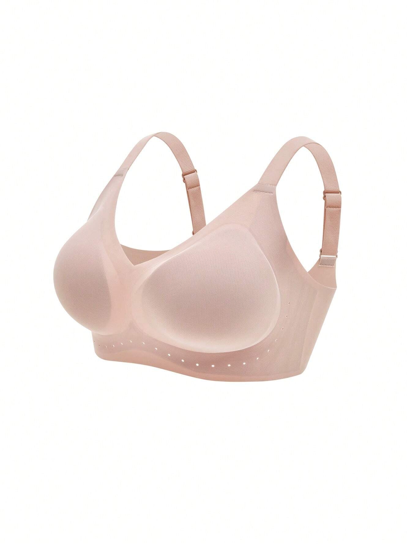 No Show Wireless Plunge Lounge Bra Pink