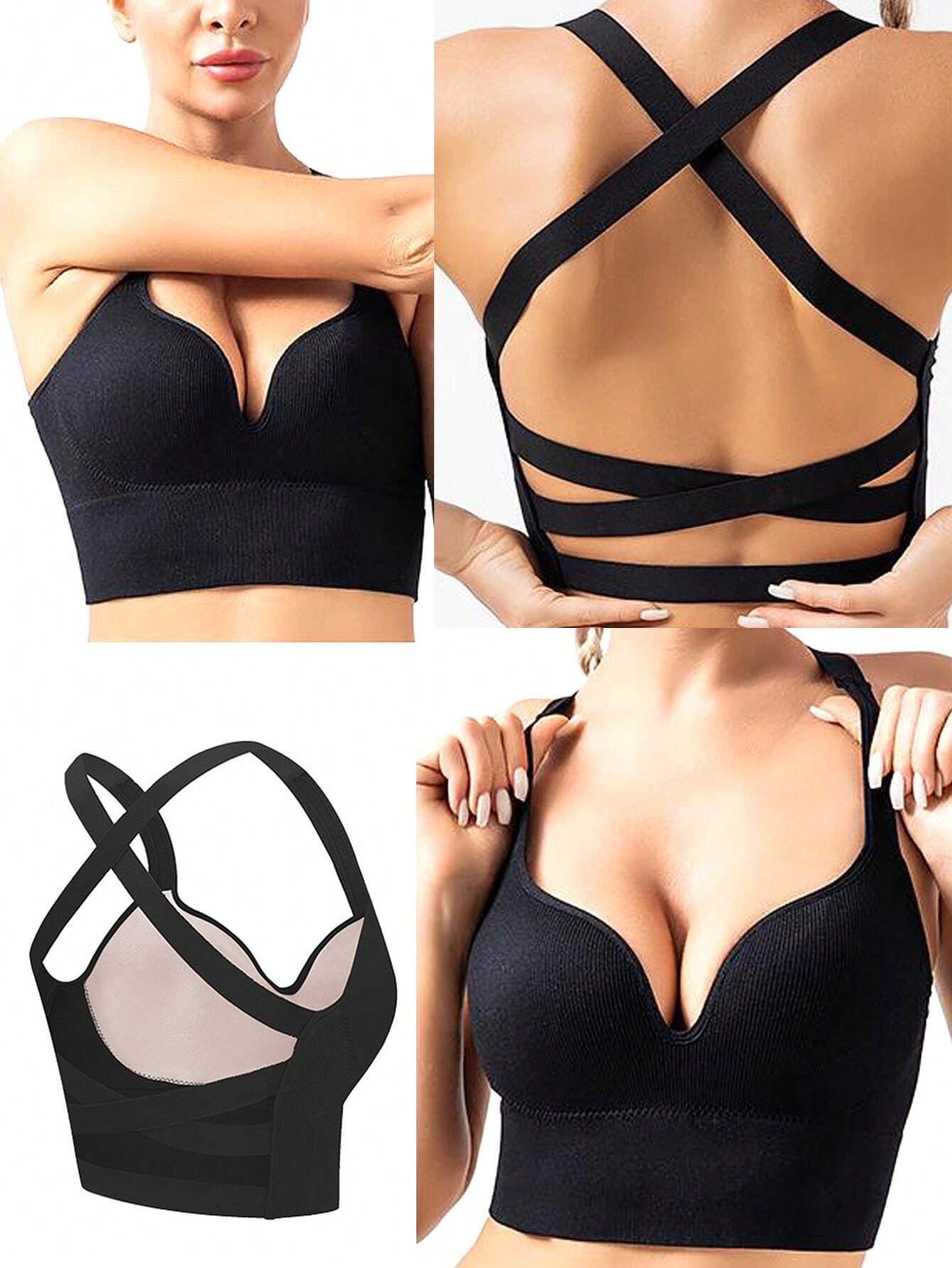 Seamless Plus Size Cross Back Bra