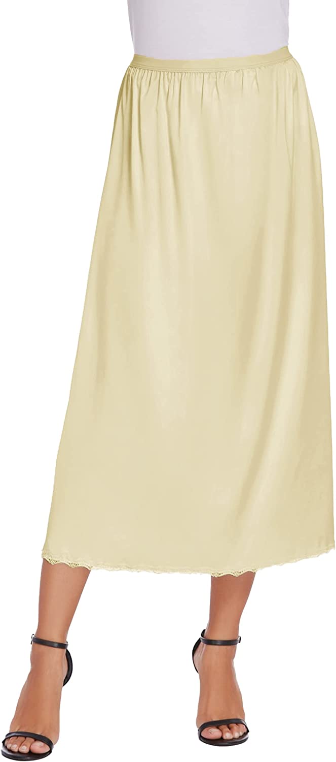 Avidlove Satin Half Slip Lace Long Underskirt S-XXL