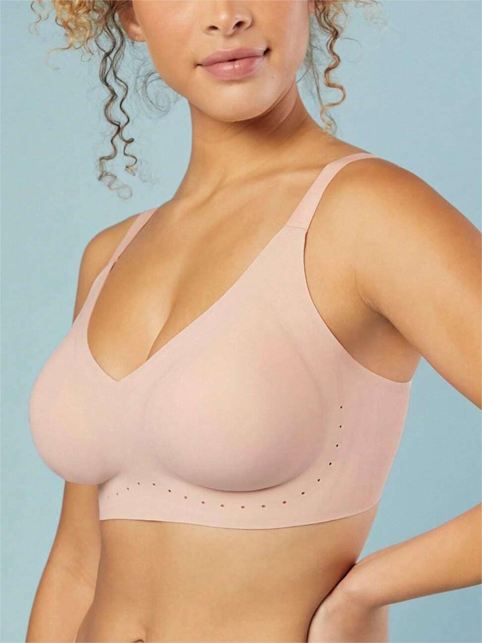 No Show Wireless Plunge Lounge Bra Pink