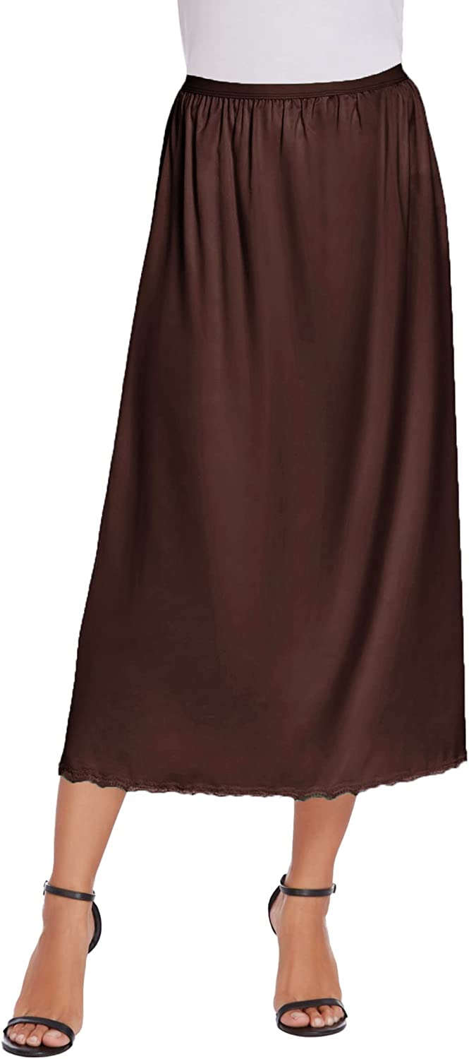 Avidlove Satin Half Slip Lace Long Underskirt S-XXL
