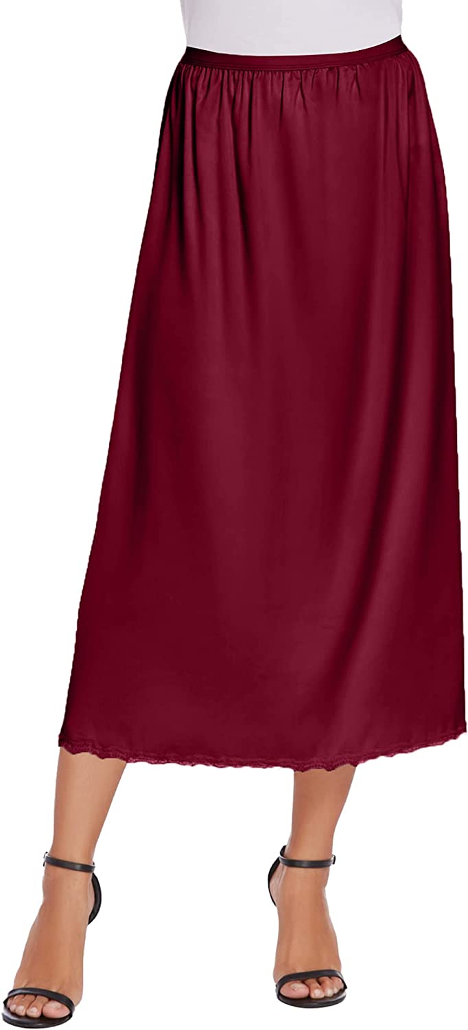 Avidlove Satin Half Slip Lace Long Underskirt S-XXL
