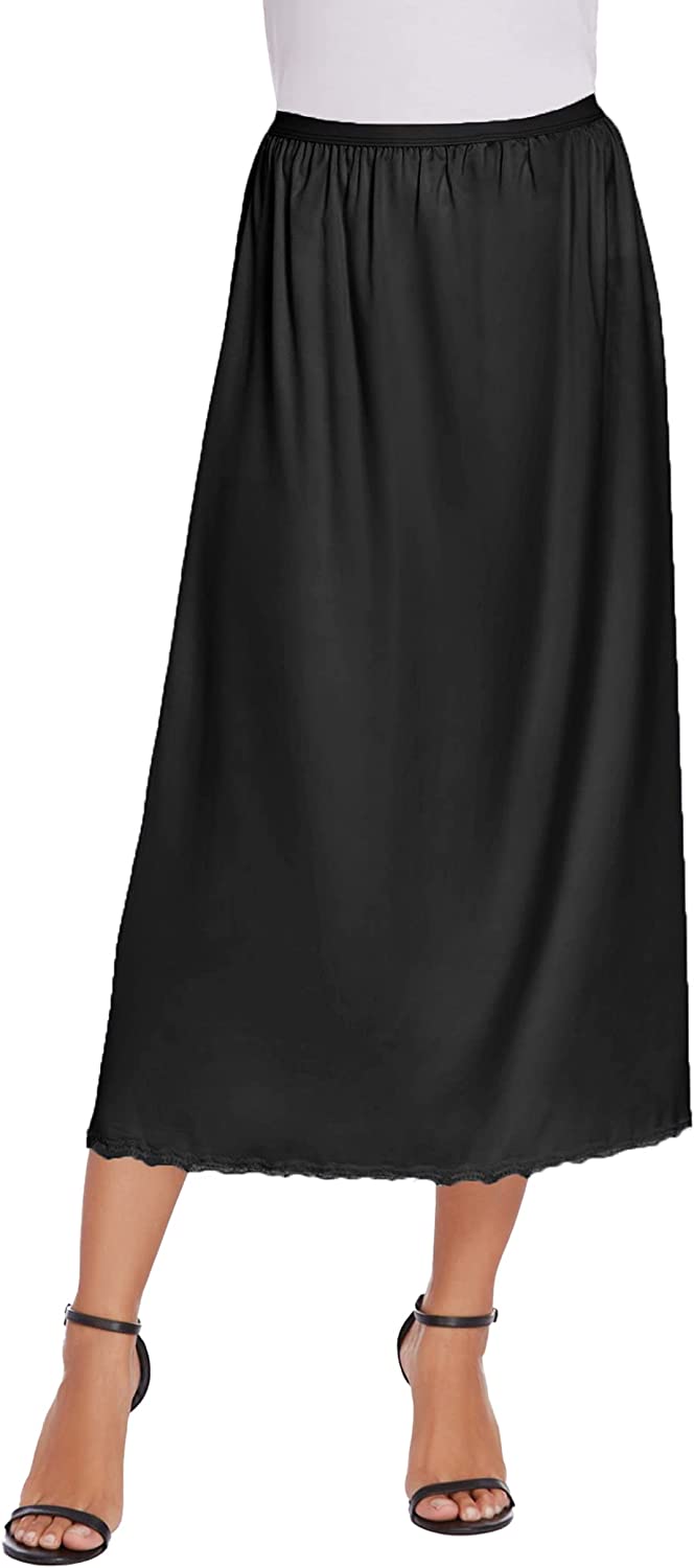 Avidlove Satin Half Slip Lace Long Underskirt S-XXL
