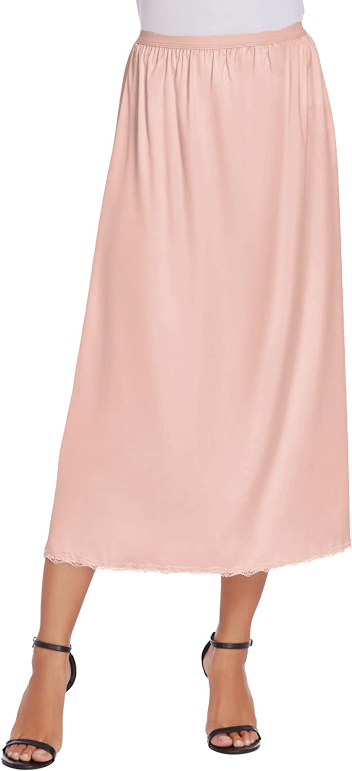 Avidlove Satin Half Slip Lace Long Underskirt S-XXL