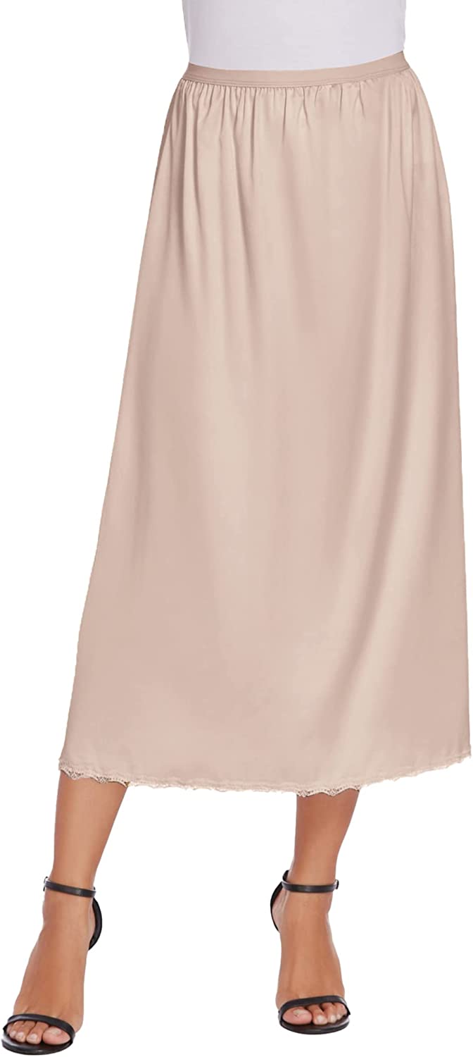 Avidlove Satin Half Slip Lace Long Underskirt S-XXL