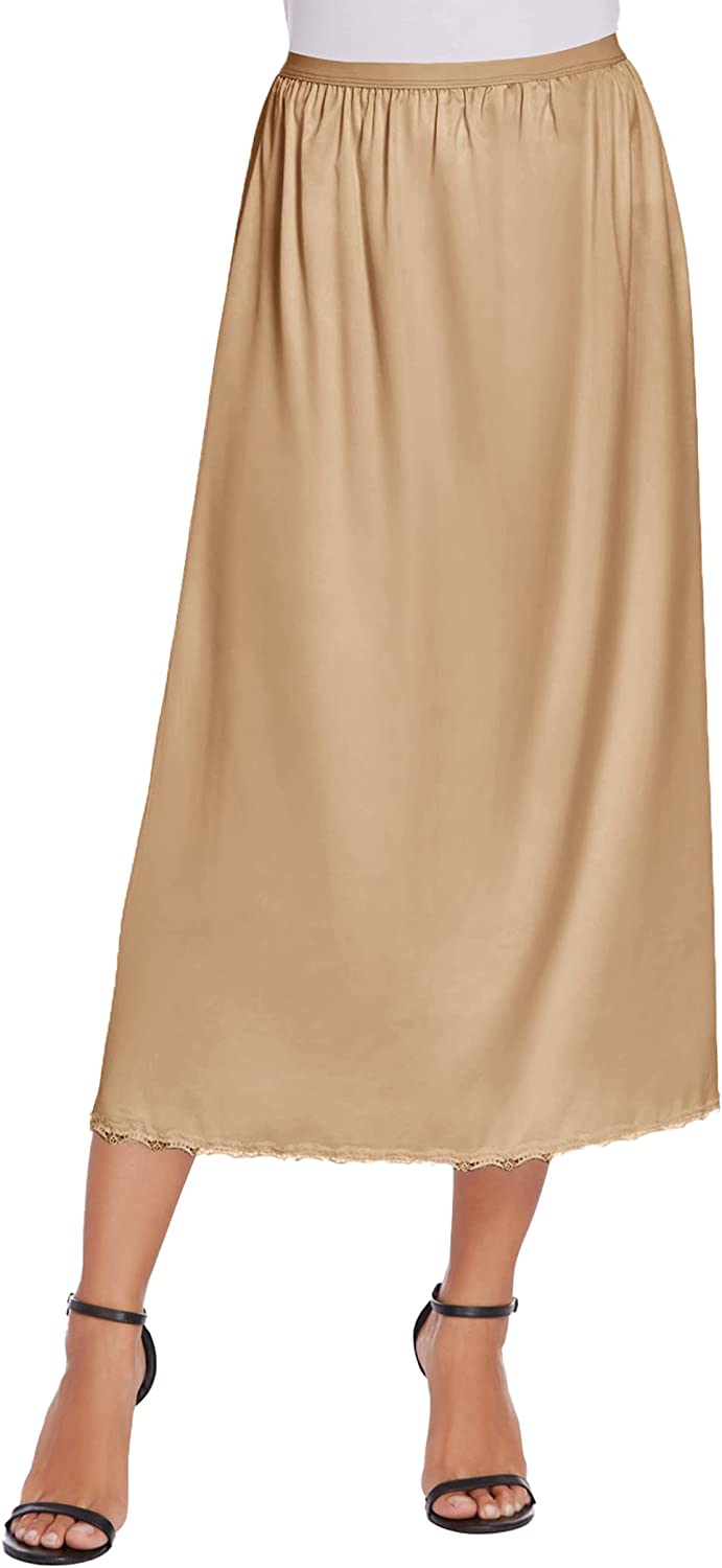 Avidlove Satin Half Slip Lace Long Underskirt S-XXL