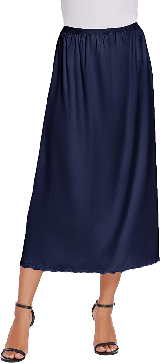 Avidlove Satin Half Slip Lace Long Underskirt S-XXL