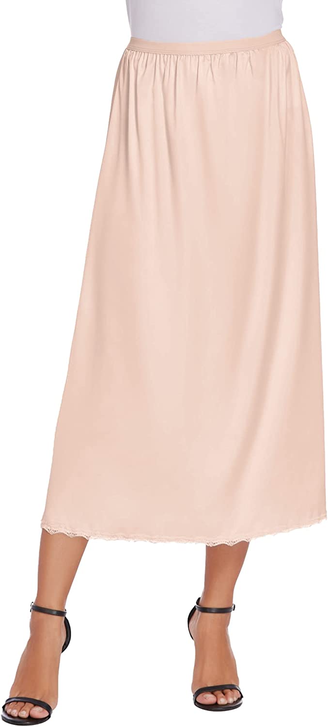 Avidlove Satin Half Slip Lace Long Underskirt S-XXL