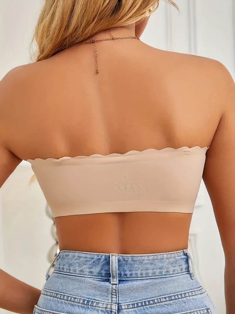 Front Closure Wireless Strapless Bra Beige