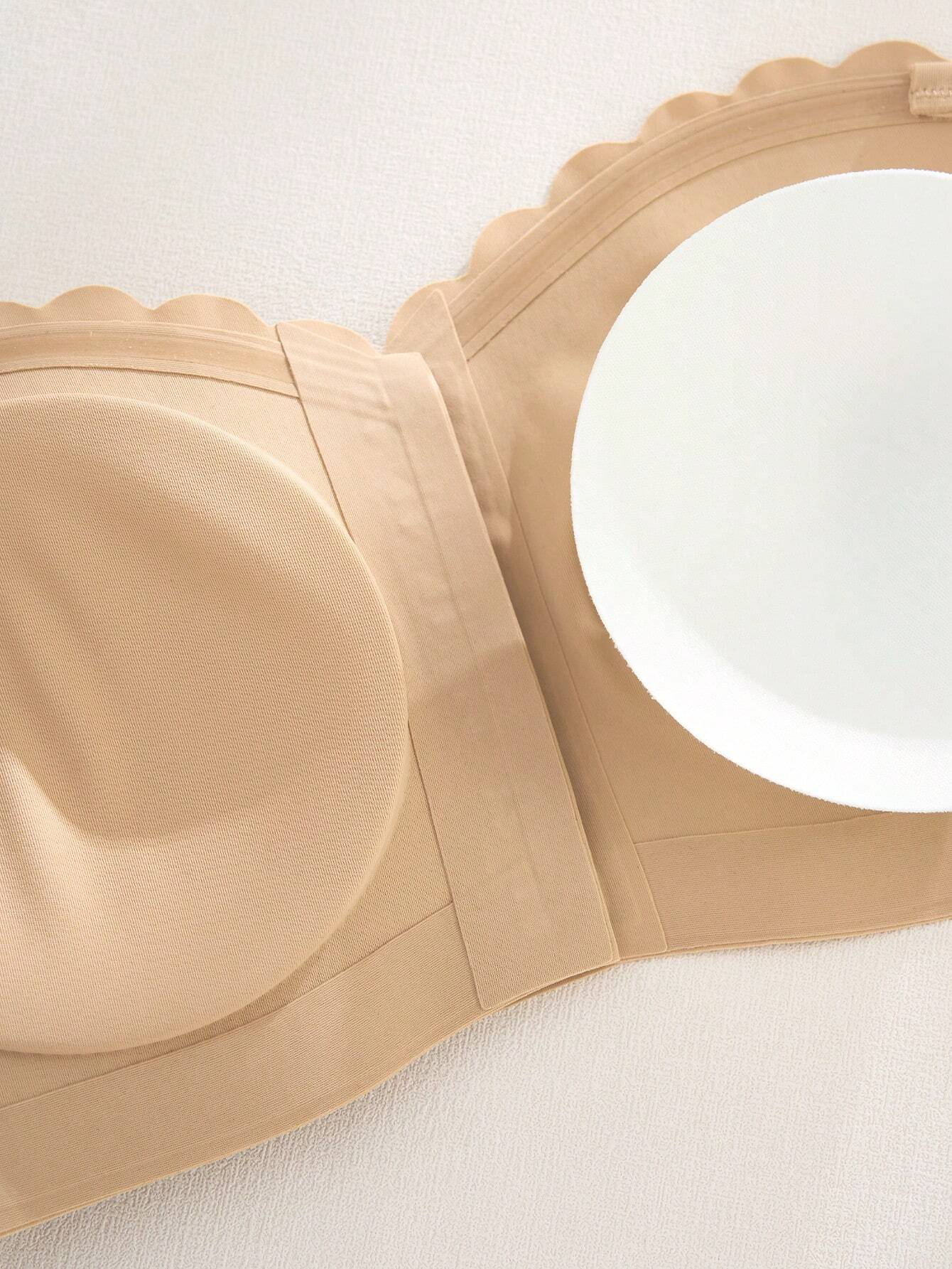 Front Closure Wireless Strapless Bra Beige
