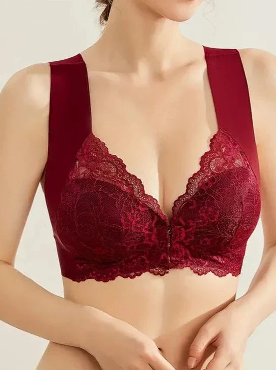 Lace Seamless Wirefree Push-up Pus size Full Coverage Bra Red