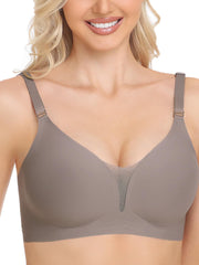 Mesh Bras for Women No Underwire Wireless Comfort Lift Push Up Bralettes for Women with Support and Bra Gray